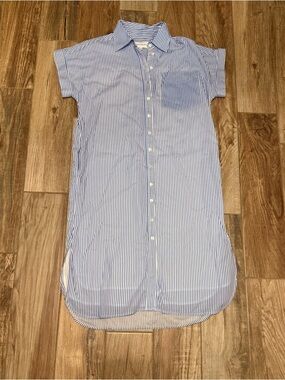 NAVYBLEU Blue Stripe Blake Long Utility Dress